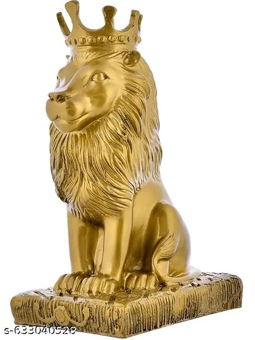 NamoCollection Majestic Lion Statue with Crown | Royal Sculpture Showpiece for Home Decor, Living Room Accent Figurine
