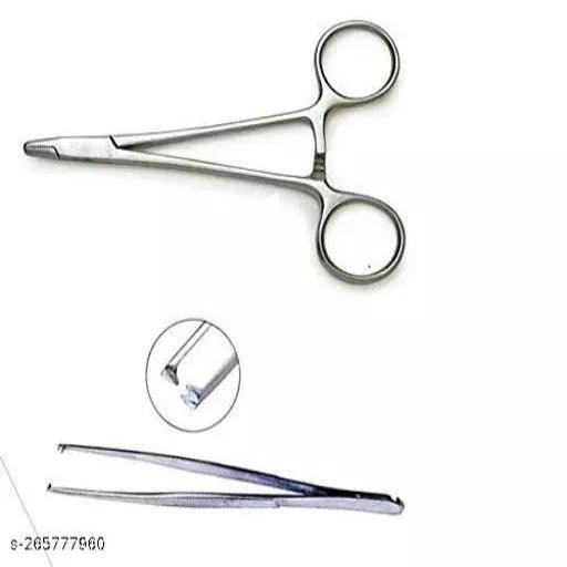 FORGESY Stainless steel Instrument Toothed Forceps, Needle Holder (6 Inches) -Set of 2 PCs - Springkart