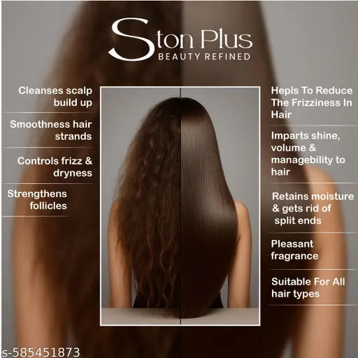 Ston plus beauty Sulphate-Free Smoothening Shampoo & Hair Repair Conditioner Combo | 500ml Each | For Dry, Damaged, Frizzy Hair | Deep Nourishment