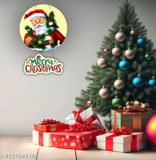 Trendy Christmas wreath Christmas Decoration Wooden Wall Hanging Ornaments For Home - Springkart