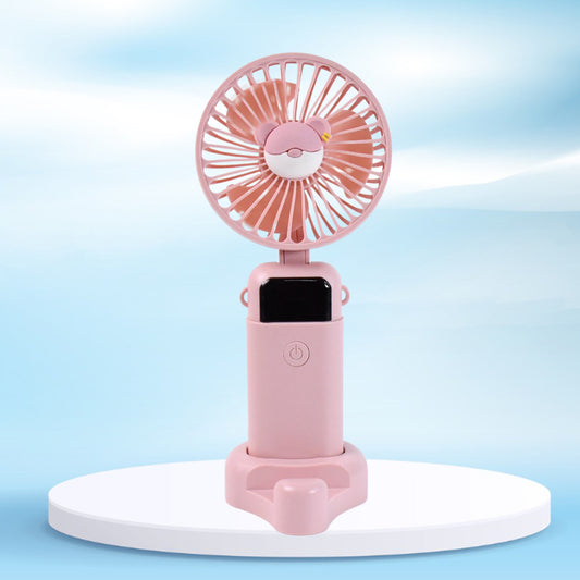 Mini Usb Charging Fan With Percentage Display 5 Speed Modes And Mobile Stand - Springkart
