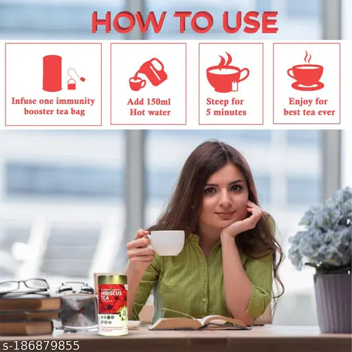 18 Herbs Organic Herbal Infusion Hibiscus Tea Bags (40 Count) for Improve Digestion, Lowers Blood Cholesterol Levels.