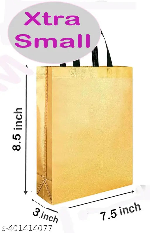 Golden Return Gift Bags (10 pcs.) (8.5x7.5x3 inches) Reusable Carry Bag - Springkart