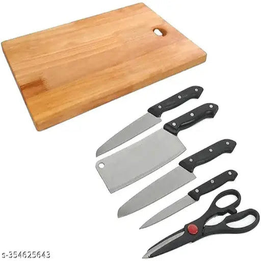 Stainless Steel knife set with chopping board - Springkart