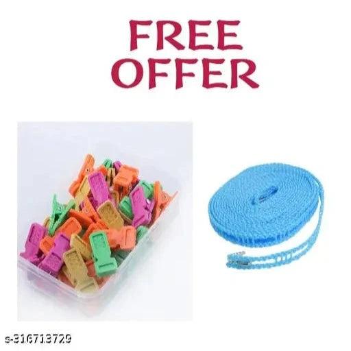 Laundry Drying Rope 5 Meter , 30 Pcs Multi Purpose Cloth Clips - Springkart