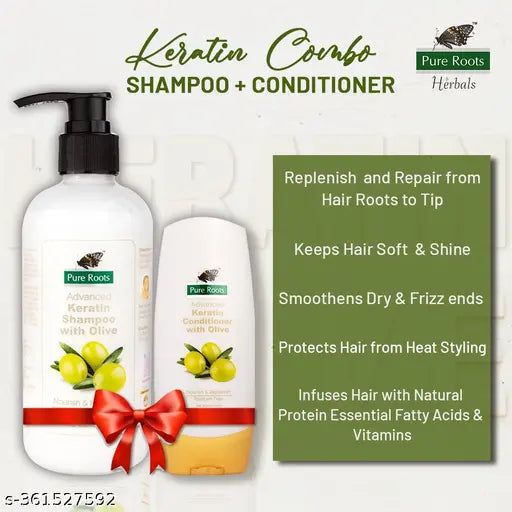 Pure Roots Advanced Keratin Shampoo (300ml) + Keratin Conditioner ( 100ml) (2 Items in the set)