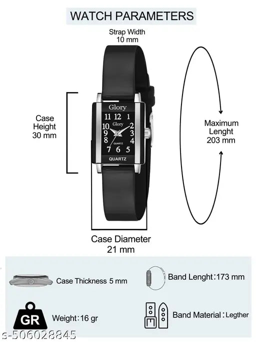 Rectangular Dial Analogue Multicolor Dial Rubber Strip Women's & Girl's Watches - Springkart