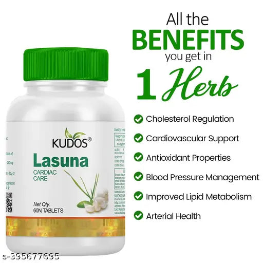 Lasuna Tablets-Cardiac Care, Blood Pressure Management, Cholesterol Regulation(60 tab) - Springkart