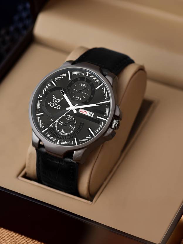 FOGG Day and Date Display Analog Watch - For Men 1217-Black