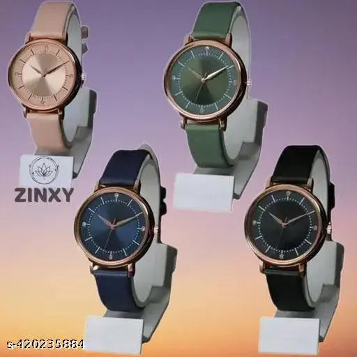 Attractive Ethnic ROYAL Designer Leather Belt Analog Watches for Women Watches for Girls COMBO 4