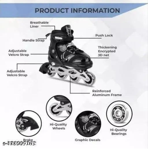 skate inline skates for Kids Age Group 8-16 Years Adjustable inline Skating Shoes Size 6-9 UK roller skates - Springkart