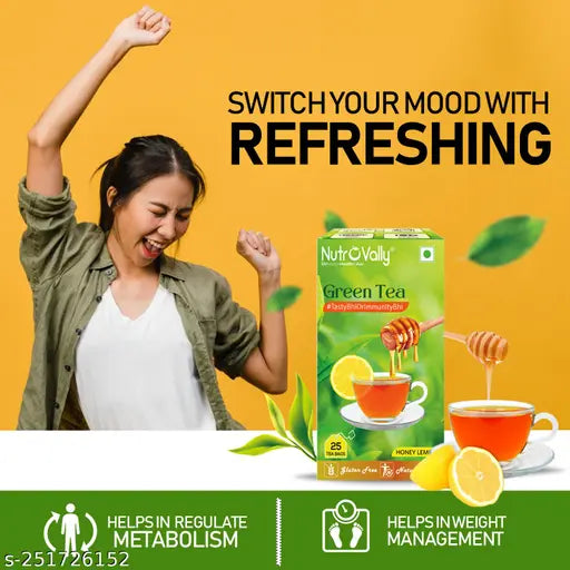 Honey Lemon Green Tea for Weight Loss|Natural Premium Tea Leaves (25 x 2 Tea Bags) - Springkart