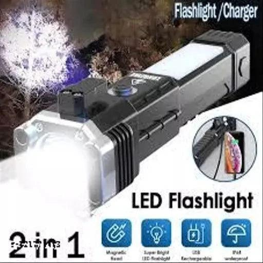 Torch LED Flashlight Long Distance Beam Range with Power Bank - Springkart