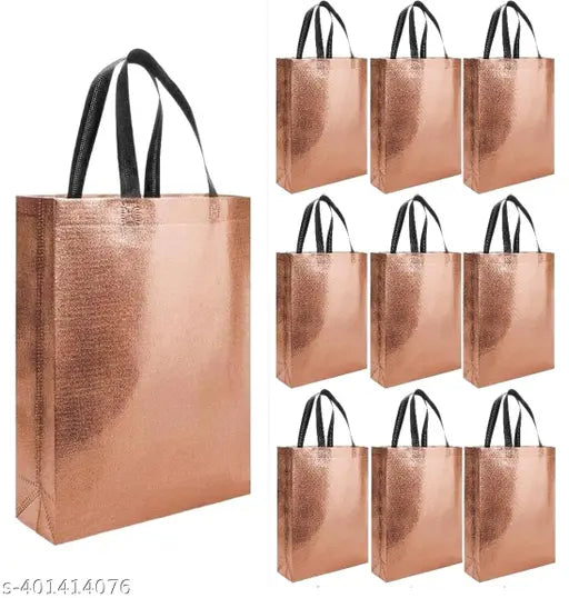 Rosegold Return Gift Bags (10 pcs.) (8.5x7.5x3 inches) Reusable Carry Bag - Springkart