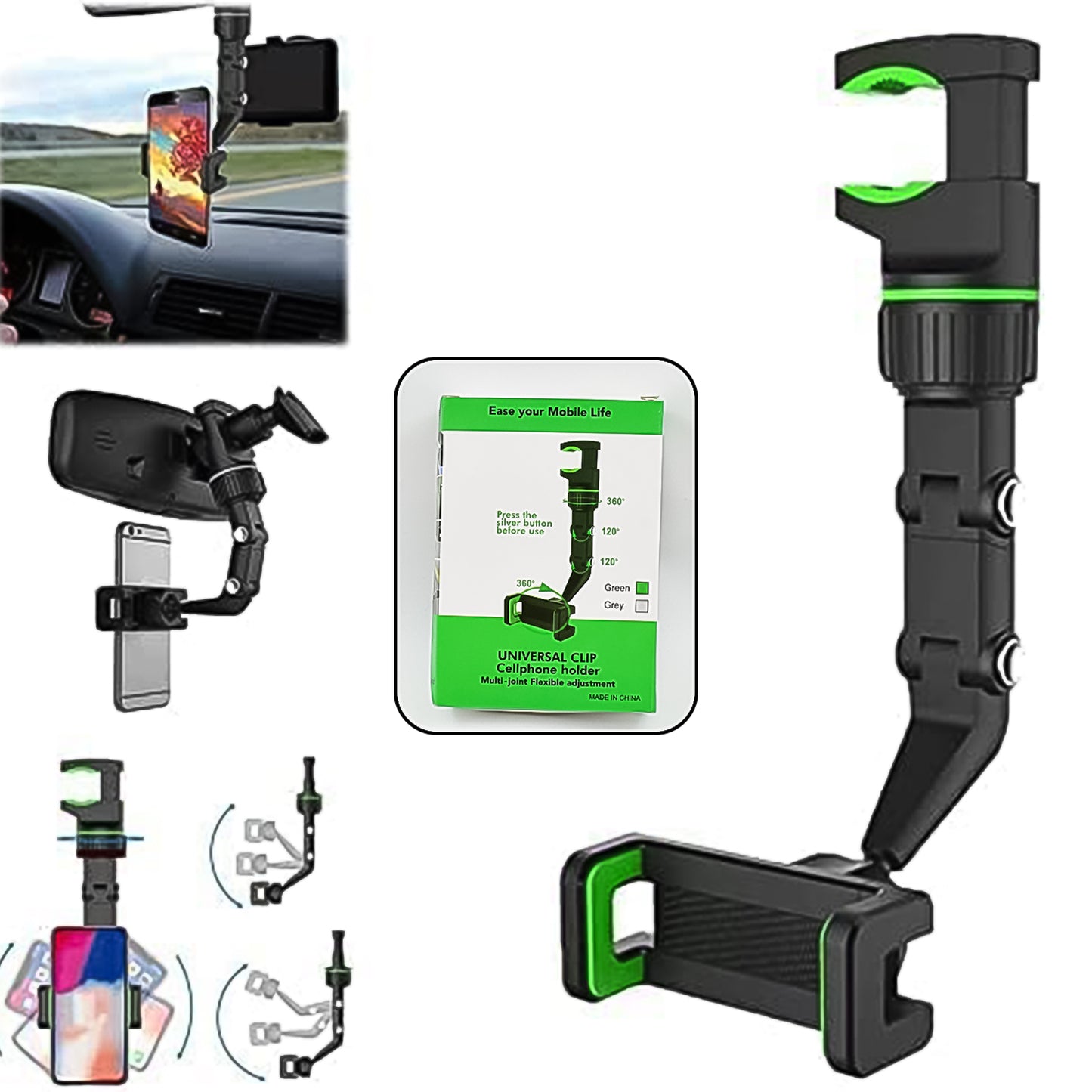Multifunctional Car Rear View 360 Rotatable Mobile Holder - Springkart