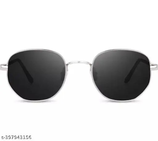 Men Silver Metal Oval , UV Protected Thug Life Sunglasses (Pack of 1) - Springkart