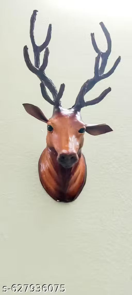 Premium Leather Deer Head Wall Hanging Combo – Set of 2