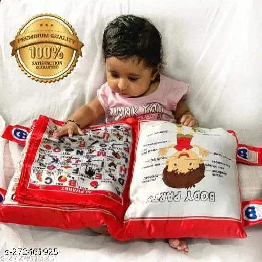 NEW Baby Learning Cushion Soft Pillow Cum Book with English and Hindi for Kids (Multicolour) baby pillow - Springkart