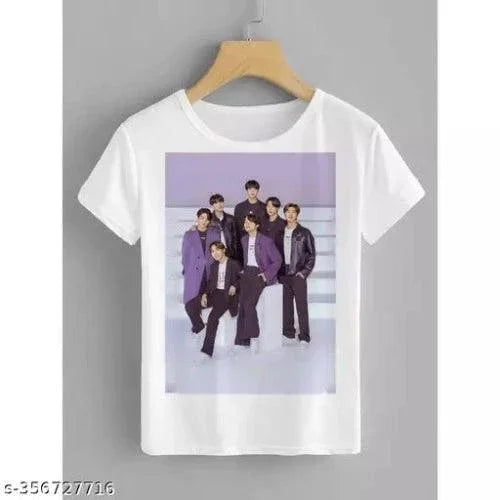 BTS Army 12 GJ Printed White T shirt for boys and girls - Springkart