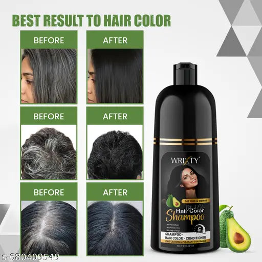 Herbal Black Hair Color Shampoo for Silky Smooth and Shiny Hair