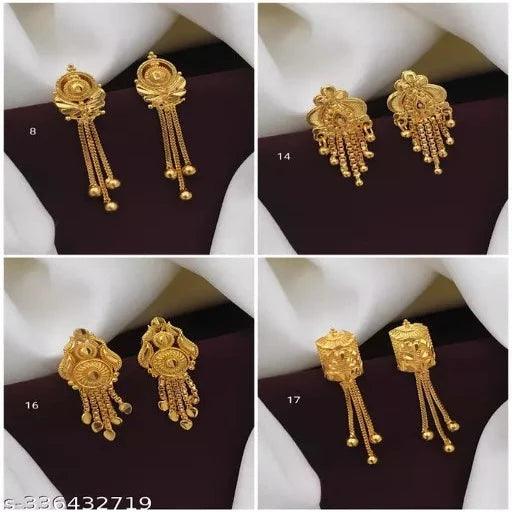 Gold Plated Earrings for Women's & Girls Combo of 4 - Springkart