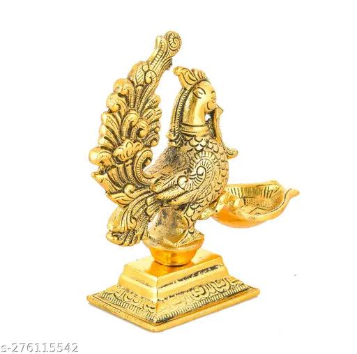 Peacock Diya for home décor , Peacock batti diya , Metal diya for pooja , kuber deepam , peacock diya - Springkart