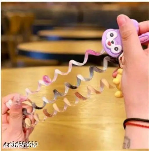 2Pcs/Set Rainbow Telephone Wire Hair Bands for Girls Kids Braided Spiral Hair Ties Cute Cartoon Characters Star Shape Ponytail Maker Elastic Braids Hair Accessories for Girls (Multicolour) - Springkart