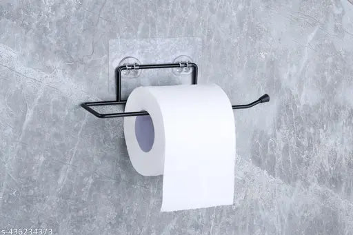 Self Adhesive No Drill Toilet Paper Holder/Tissue Paper Roll Holder (Black, 2) - Springkart