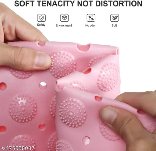 Anti Skid Bath mat with Foot Scrubber for Bath Room (70x35) pink - Springkart