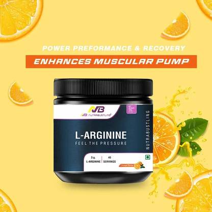 Nutrabustling L-arginine Supplement Powder | 100% Pure Nitric Oxide For Muscle Growth, Pre Workout (200 g, Orange)