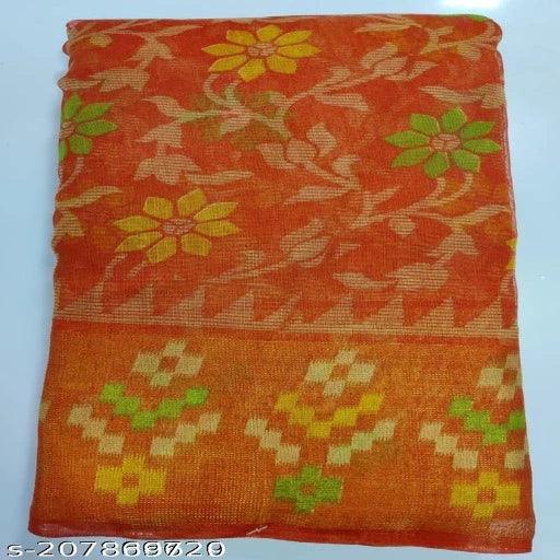 Vragi's New Designed Floral Print Traditional Cotton Saree - Springkart