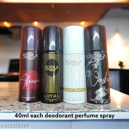 Denvers Body Spray Perfumes Affreen ,Loyal ,White ,Nashah Perfume Deo Long Lasting Set of 4 Deodorant Spray (40ml X 4 ) - Springkart