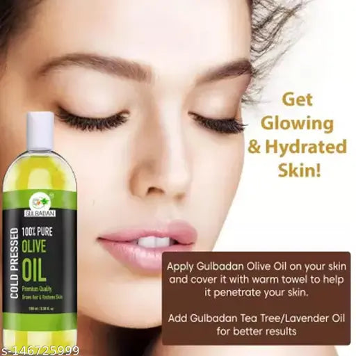 GULBADAN Organics 100% Pure Extra Light Olive Oil Hair Oil (100 ml) Pack Of 3