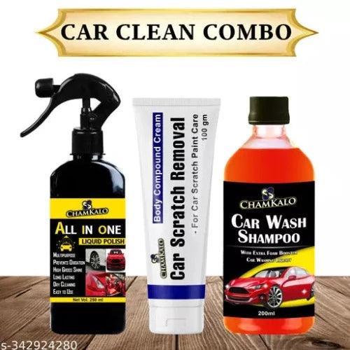 Chamkalo All In One (250ml) + Car Scratch Removal (100g) +Car Wash Shampoo (200ml) Car Polish Spray, Body Compound Scratch Remover ,Spot Cleaning Better Shine Car Wash Combo - Springkart