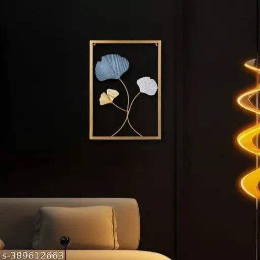 Gold Metal Wall Decor Leaf Wall Hanging Decoration, - Springkart