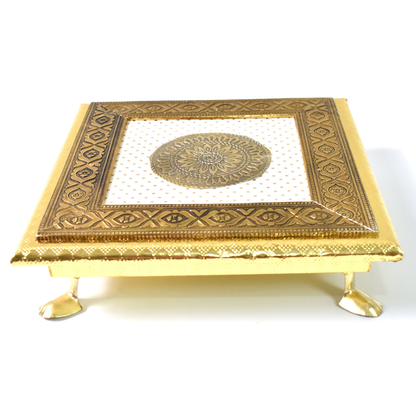 Golden - Square Pooja Chowki Patla Bajot (2020 Cm 1 Pc) - Springkart