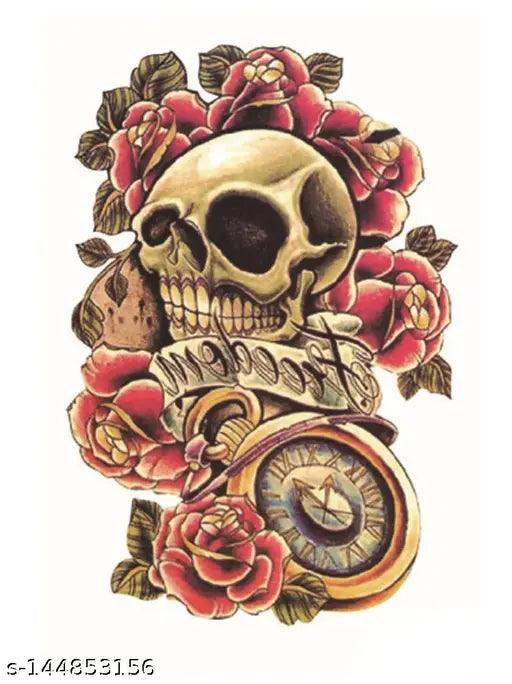 Temporary Tattoo For Girls Men Women 3D Skull Sticker Size 19x12cm - 1pc. (15) - Springkart