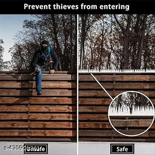 Plastic Brown Spikes (Pack of 10) with Double Sided Tap (12 x 4 inch) Anti Pigeon Spikes, - Springkart