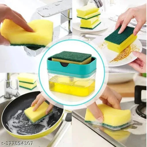 Liquid Dispenser Through Pump (400 ML) with Sponge (Multicolor) - Springkart
