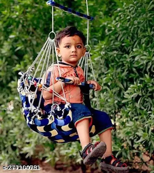 Cotton Swing for Kids Baby's Children Folding and Washable Big 1-5 Years with Safety Belt (Multicolor) - Springkart