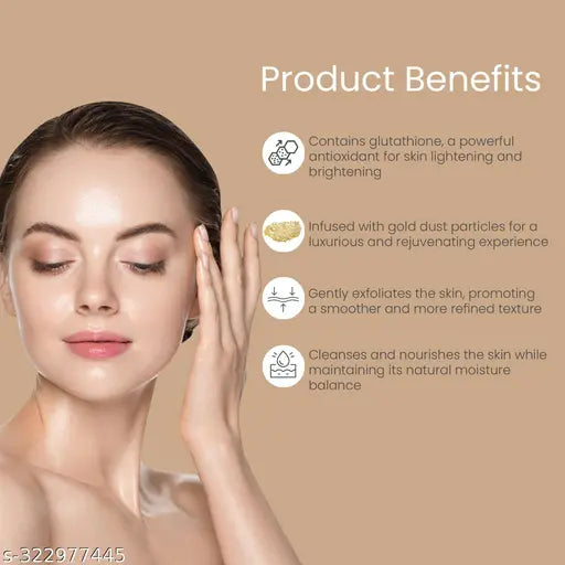 Glamveda Glutathione 24k Gold Face Wash Lightens skin tone, Reduce Dark spots & Hyperpigmentation | Enhances Natural Radiance, Glow Booster | For All Skin Types | SLS & Paraben Free 300 ml ( Pack Of 3)
