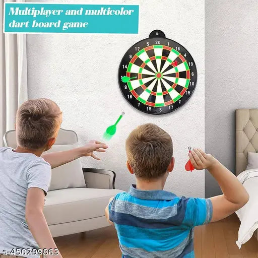 Durable Plastic 13 inch Indoor and Outdoor Magnetic Dartboard Kit with 4 Soft Darts - Springkart