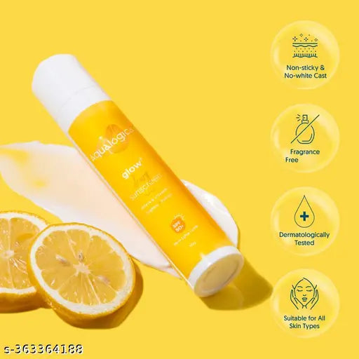 Aqualogica Glow+ Dewy Sunscreen with Papaya & Vitamin C - SPF 50 PA++++ for UVA/B protection, 50G