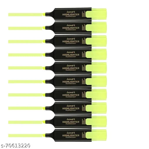 Luxor Highlighter | Textliner |- Pen Set -Yellow - Ink Color (Pack Of 10 Pcs ) - Springkart