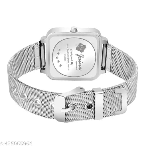 Jainx Square Green Dial Steel Mesh Chain Analog Wrist Watch for Women - JW85603