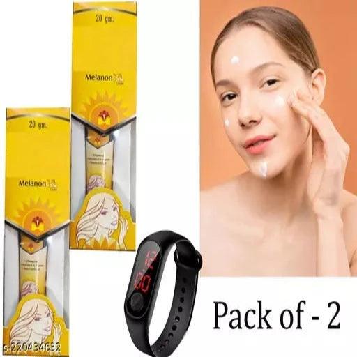 Melanon XL Cream For Anti Acne Free Face + Led Watch Free 30gm x 2 (Non returnable product) - Springkart