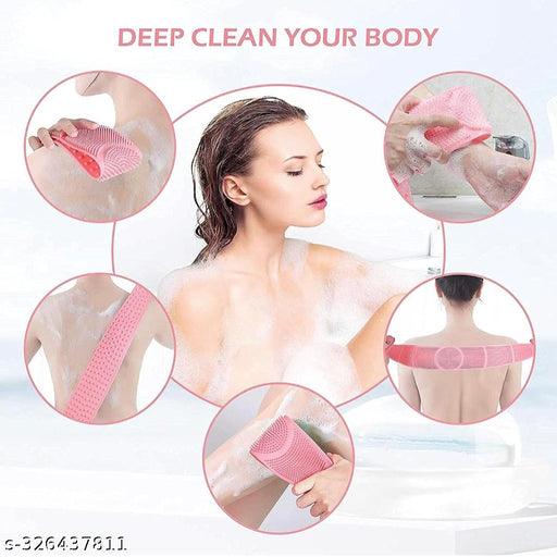Silicone Body Back Scrubber Double Side Bathing Brush for Skin Deep Cleaning Massage, - Springkart