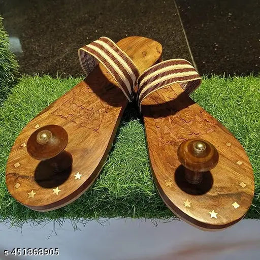 Handmade Design khadau for Temple Decore | Khadau Wooden Slipper for Men & Women - Springkart