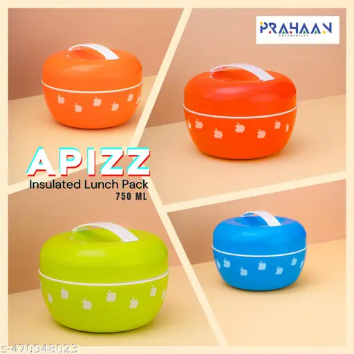 Deluxe Mini Tiffin Box Steel Insulated Inner Stainless Steel Containers with Clip Lock Lid, 750ml - Springkart
