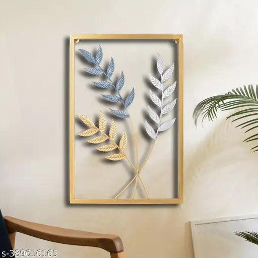 Gold Metal Wall Decor Leaf Wall Hanging Decoration, - Springkart